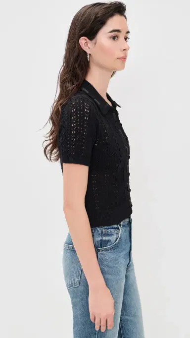 L'AGENCE Ninette Pointelle Cardigan Black/Black | Thumbnail 4 L'AGENCE Ninette Pointelle Cardigan Black/Black | Thumbnail 4