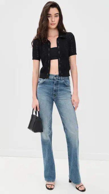 L'AGENCE Ninette Pointelle Cardigan Black/Black | Thumbnail 5 L'AGENCE Ninette Pointelle Cardigan Black/Black | Thumbnail 5