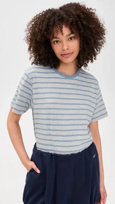 DUNST triped T-Shirt Melange Grey/oft Blue | Thumbnail 2 DUNST triped T-Shirt Melange Grey/oft Blue | Thumbnail 2