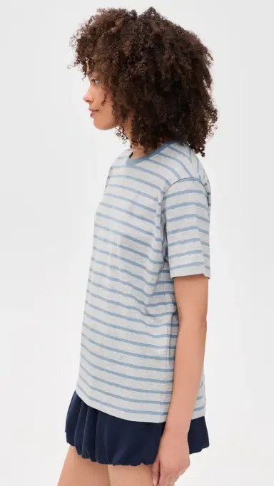 DUNST triped T-Shirt Melange Grey/oft Blue | Thumbnail 4 DUNST triped T-Shirt Melange Grey/oft Blue | Thumbnail 4