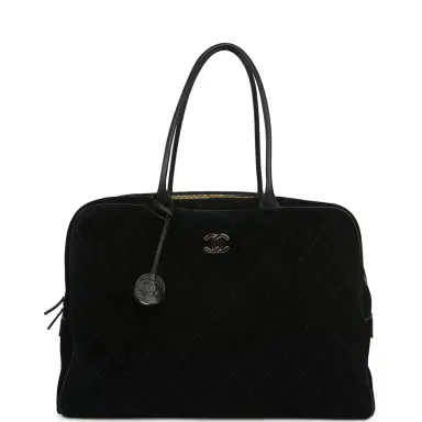Chanel Chanel Maxi "Perfect Bowling" Bag Black Suede Gold Hardware | Thumbnail 1 Chanel Chanel Maxi "Perfect Bowling" Bag Black Suede Gold Hardware | Thumbnail 1