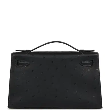 HERMÈS Hermes Kelly Pochette Caban Ostrich Gold Hardware | Thumbnail 4 HERMÈS Hermes Kelly Pochette Caban Ostrich Gold Hardware | Thumbnail 4