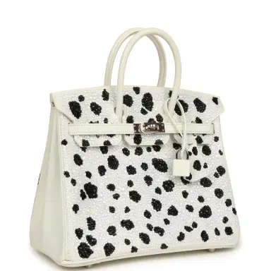 HERMÈS wait to list Custom "Dalmatian" Swarovski Crystal Hermes Birkin 25 White Epsom Palladium Hardware | Thumbnail 2 HERMÈS wait to list Custom "Dalmatian" Swarovski Crystal Hermes Birkin 25 White Epsom Palladium Hardware | Thumbnail 2