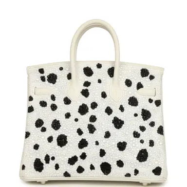 HERMÈS wait to list Custom "Dalmatian" Swarovski Crystal Hermes Birkin 25 White Epsom Palladium Hardware | Thumbnail 4 HERMÈS wait to list Custom "Dalmatian" Swarovski Crystal Hermes Birkin 25 White Epsom Palladium Hardware | Thumbnail 4