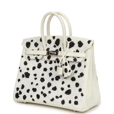 HERMÈS wait to list Custom "Dalmatian" Swarovski Crystal Hermes Birkin 25 White Epsom Palladium Hardware | Thumbnail 5 HERMÈS wait to list Custom "Dalmatian" Swarovski Crystal Hermes Birkin 25 White Epsom Palladium Hardware | Thumbnail 5