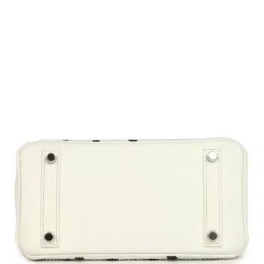 HERMÈS wait to list Custom "Dalmatian" Swarovski Crystal Hermes Birkin 25 White Epsom Palladium Hardware | Thumbnail 6 HERMÈS wait to list Custom "Dalmatian" Swarovski Crystal Hermes Birkin 25 White Epsom Palladium Hardware | Thumbnail 6
