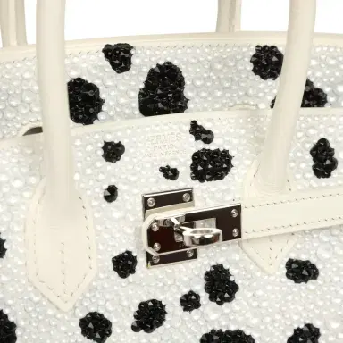 HERMÈS wait to list Custom "Dalmatian" Swarovski Crystal Hermes Birkin 25 White Epsom Palladium Hardware | Thumbnail 8 HERMÈS wait to list Custom "Dalmatian" Swarovski Crystal Hermes Birkin 25 White Epsom Palladium Hardware | Thumbnail 8