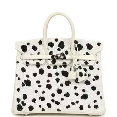 HERMÈS wait to list Custom "Dalmatian" Swarovski Crystal Hermes Birkin 25 White Epsom Palladium Hardware | Thumbnail 1 HERMÈS wait to list Custom "Dalmatian" Swarovski Crystal Hermes Birkin 25 White Epsom Palladium Hardware | Thumbnail 1