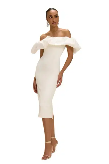 PatBo TAFFETA TARSILA RUFFLE MIDI DRESS | Thumbnail 1 PatBo TAFFETA TARSILA RUFFLE MIDI DRESS | Thumbnail 1