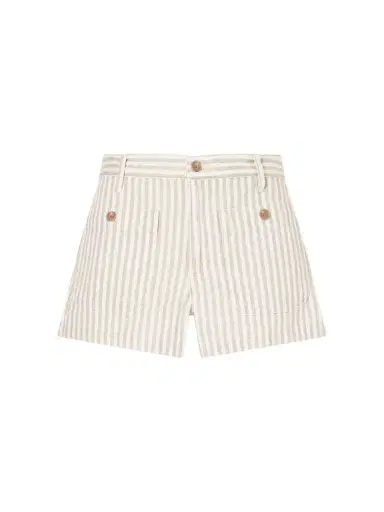 Frame The Cruise Striped Cotton Denim Shorts | Thumbnail 1 Frame The Cruise Striped Cotton Denim Shorts | Thumbnail 1