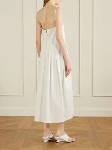 Khaite Adira Pleated Cotton-poplin Midi Dress | Thumbnail 3 Khaite Adira Pleated Cotton-poplin Midi Dress | Thumbnail 3
