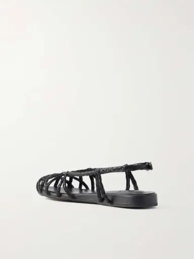 Ancient Greek Sandals Kardia Leather-trimmed Raffia Sandals | Thumbnail 3 Ancient Greek Sandals Kardia Leather-trimmed Raffia Sandals | Thumbnail 3
