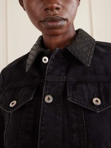 Bottega Veneta Intrecciato Leather-trimmed Denim Jacket | Thumbnail 5 Bottega Veneta Intrecciato Leather-trimmed Denim Jacket | Thumbnail 5