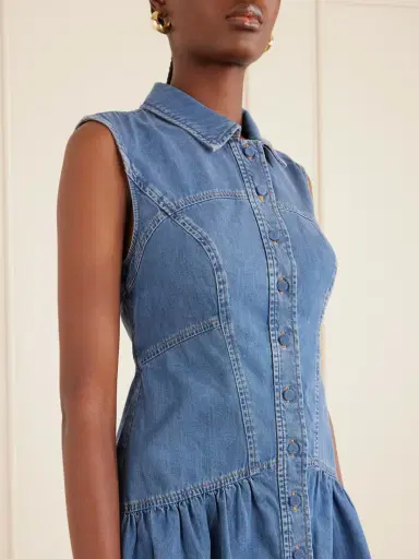 Frame Paneled Denim Mini Dress | Thumbnail 4 Frame Paneled Denim Mini Dress | Thumbnail 4