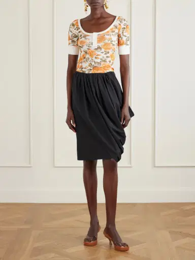 Chloé Floral-print Ribbed Stretch-cotton Jersey T-shirt | Thumbnail 2 Chloé Floral-print Ribbed Stretch-cotton Jersey T-shirt | Thumbnail 2
