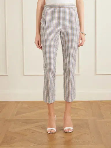 Veronica Beard Arte Checked Cotton-seersucker Skinny Pants | Thumbnail 3 Veronica Beard Arte Checked Cotton-seersucker Skinny Pants | Thumbnail 3