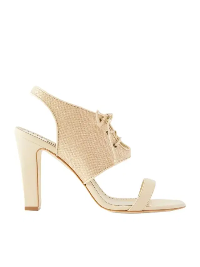 Goupil 105 Leather-trimmed Raffia Sandals Goupil 105 Leather-trimmed Raffia Sandals