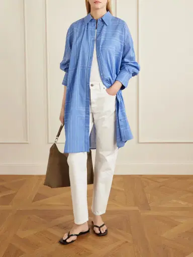 TOTEME Embroidered Organic Cotton And Lyocell-blend Shirt | Thumbnail 2 TOTEME Embroidered Organic Cotton And Lyocell-blend Shirt | Thumbnail 2