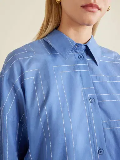 TOTEME Embroidered Organic Cotton And Lyocell-blend Shirt | Thumbnail 5 TOTEME Embroidered Organic Cotton And Lyocell-blend Shirt | Thumbnail 5