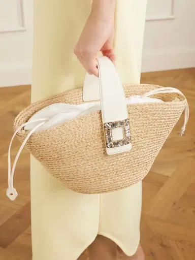 Roger Vivier Embellished Leather-trimmed Raffia-effect Tote Bag | Thumbnail 3 Roger Vivier Embellished Leather-trimmed Raffia-effect Tote Bag | Thumbnail 3