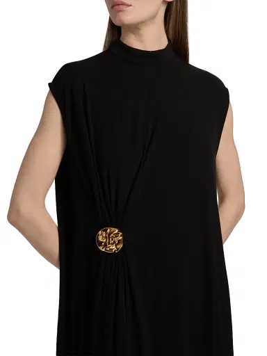 Bottega Veneta Women's Abstract Face Crêpe Midi-Dress - Black - Size 12 | Thumbnail 5 Bottega Veneta Women's Abstract Face Crêpe Midi-Dress - Black - Size 12 | Thumbnail 5