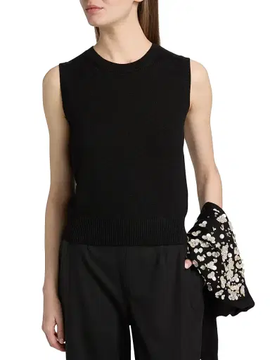 Oscar de la Renta Women's Virgin Wool Tank - Black | Thumbnail 3 Oscar de la Renta Women's Virgin Wool Tank - Black | Thumbnail 3