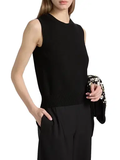 Oscar de la Renta Women's Virgin Wool Tank - Black | Thumbnail 4 Oscar de la Renta Women's Virgin Wool Tank - Black | Thumbnail 4