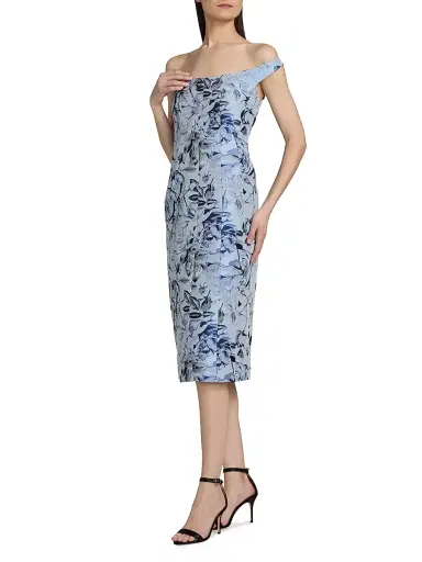 Milly Women's Mel Floral Jacquard Off-The-Shoulder Midi-Dress | Thumbnail 4 Milly Women's Mel Floral Jacquard Off-The-Shoulder Midi-Dress | Thumbnail 4