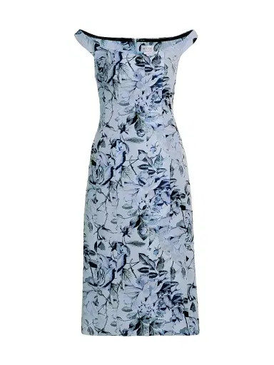 Milly Women's Mel Floral Jacquard Off-The-Shoulder Midi-Dress | Thumbnail 1 Milly Women's Mel Floral Jacquard Off-The-Shoulder Midi-Dress | Thumbnail 1