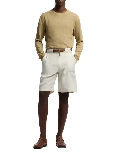 Ralph Lauren Purple Label Men's Linen-Blend Crewneck Sweater - Sand | Thumbnail 2 Ralph Lauren Purple Label Men's Linen-Blend Crewneck Sweater - Sand | Thumbnail 2