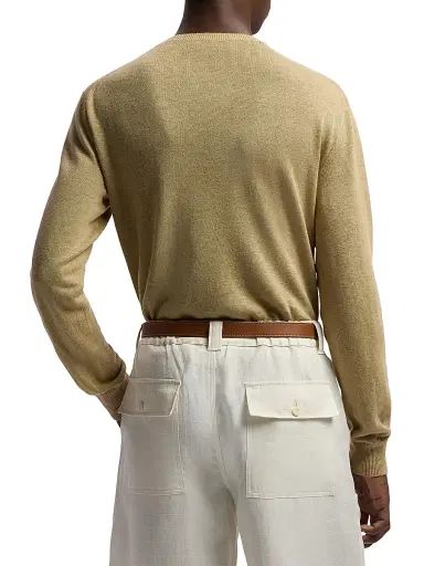 Ralph Lauren Purple Label Men's Linen-Blend Crewneck Sweater - Sand | Thumbnail 5 Ralph Lauren Purple Label Men's Linen-Blend Crewneck Sweater - Sand | Thumbnail 5