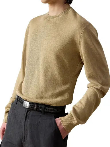 Ralph Lauren Purple Label Men's Linen-Blend Crewneck Sweater - Sand | Thumbnail 7 Ralph Lauren Purple Label Men's Linen-Blend Crewneck Sweater - Sand | Thumbnail 7