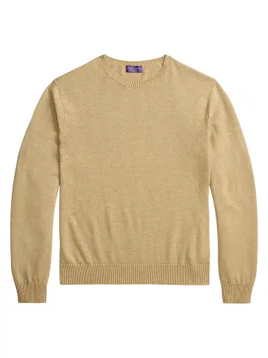 Ralph Lauren Purple Label Men's Linen-Blend Crewneck Sweater - Sand | Thumbnail 1 Ralph Lauren Purple Label Men's Linen-Blend Crewneck Sweater - Sand | Thumbnail 1