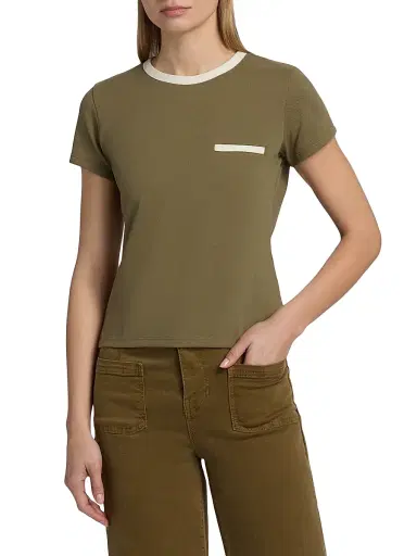 Frame Women's The Pique Baby T-Shirt - Military Multi | Thumbnail 3 Frame Women's The Pique Baby T-Shirt - Military Multi | Thumbnail 3