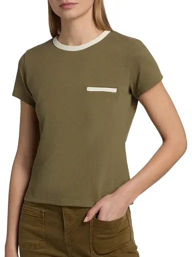 Frame Women's The Pique Baby T-Shirt - Military Multi | Thumbnail 6 Frame Women's The Pique Baby T-Shirt - Military Multi | Thumbnail 6