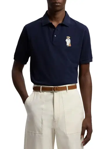 Ralph Lauren Purple Label Men's Polo Bear Cotton-Cashmere Polo Shirt - Classic Chairman Navy | Thumbnail 3 Ralph Lauren Purple Label Men's Polo Bear Cotton-Cashmere Polo Shirt - Classic Chairman Navy | Thumbnail 3