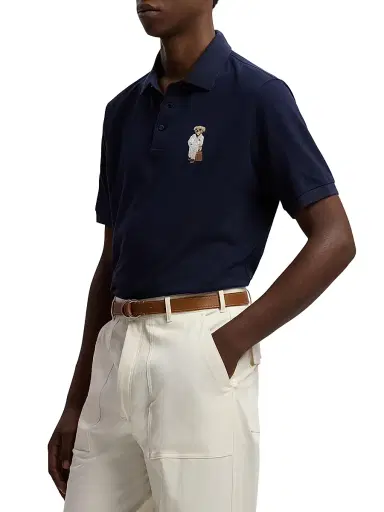 Ralph Lauren Purple Label Men's Polo Bear Cotton-Cashmere Polo Shirt - Classic Chairman Navy | Thumbnail 4 Ralph Lauren Purple Label Men's Polo Bear Cotton-Cashmere Polo Shirt - Classic Chairman Navy | Thumbnail 4