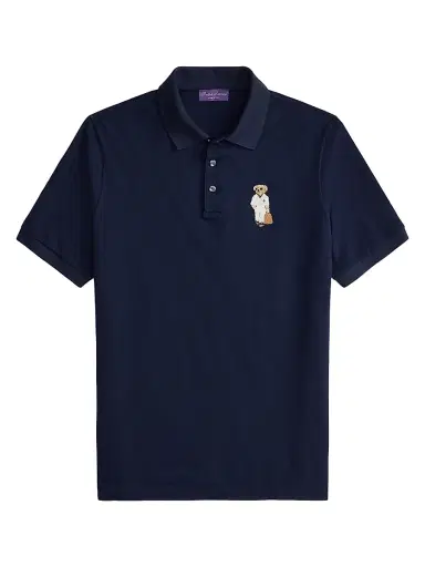 Ralph Lauren Purple Label Men's Polo Bear Cotton-Cashmere Polo Shirt - Classic Chairman Navy | Thumbnail 1 Ralph Lauren Purple Label Men's Polo Bear Cotton-Cashmere Polo Shirt - Classic Chairman Navy | Thumbnail 1