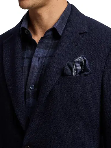 Ralph Lauren Purple Label Men's Plaid Cashmere-Silk Pocket Square - Navy | Thumbnail 2 Ralph Lauren Purple Label Men's Plaid Cashmere-Silk Pocket Square - Navy | Thumbnail 2