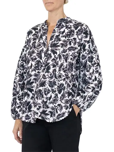 CALLAS MILANO Women's Keaton Shirt with Lantern Sleeves - Black White - Size 10 | Thumbnail 3 CALLAS MILANO Women's Keaton Shirt with Lantern Sleeves - Black White - Size 10 | Thumbnail 3