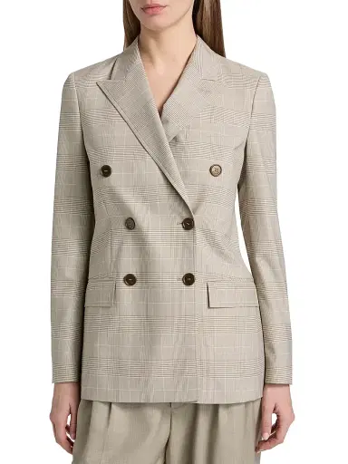 Burberry Women's Reva Check Wool Tailored Jacket - Cloudy White - Size 10 | Thumbnail 3 Burberry Women's Reva Check Wool Tailored Jacket - Cloudy White - Size 10 | Thumbnail 3