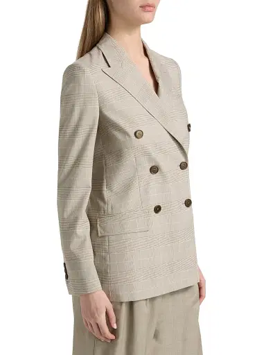 Burberry Women's Reva Check Wool Tailored Jacket - Cloudy White - Size 10 | Thumbnail 4 Burberry Women's Reva Check Wool Tailored Jacket - Cloudy White - Size 10 | Thumbnail 4