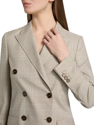 Burberry Women's Reva Check Wool Tailored Jacket - Cloudy White - Size 10 | Thumbnail 6 Burberry Women's Reva Check Wool Tailored Jacket - Cloudy White - Size 10 | Thumbnail 6