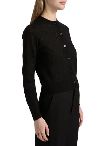 Burberry Women's Pandora Check-Knit Wool-Silk Cardigan - Black - Size XXS | Thumbnail 4 Burberry Women's Pandora Check-Knit Wool-Silk Cardigan - Black - Size XXS | Thumbnail 4