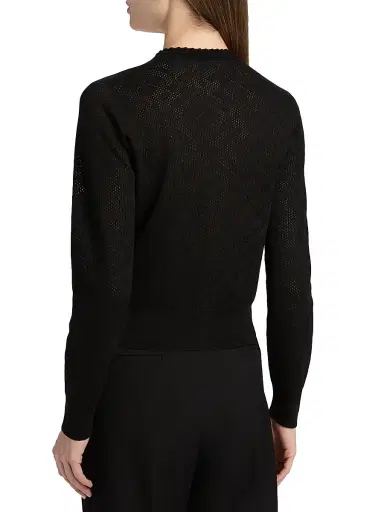 Burberry Women's Pandora Check-Knit Wool-Silk Cardigan - Black - Size XXS | Thumbnail 5 Burberry Women's Pandora Check-Knit Wool-Silk Cardigan - Black - Size XXS | Thumbnail 5