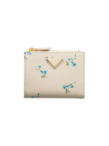 Prada Women's Printed Saffiano Leather Wallet - Beige Khaki | Thumbnail 1 Prada Women's Printed Saffiano Leather Wallet - Beige Khaki | Thumbnail 1
