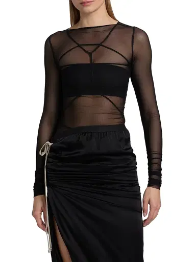 Rick Owens Women's Temple Sheer Top - Black - Size 6 | Thumbnail 3 Rick Owens Women's Temple Sheer Top - Black - Size 6 | Thumbnail 3