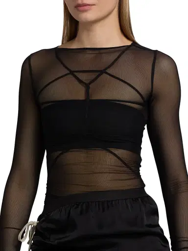 Rick Owens Women's Temple Sheer Top - Black - Size 6 | Thumbnail 6 Rick Owens Women's Temple Sheer Top - Black - Size 6 | Thumbnail 6