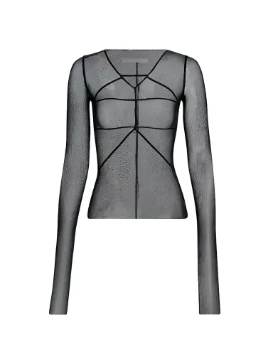 Rick Owens Women's Temple Sheer Top - Black - Size 6 | Thumbnail 1 Rick Owens Women's Temple Sheer Top - Black - Size 6 | Thumbnail 1