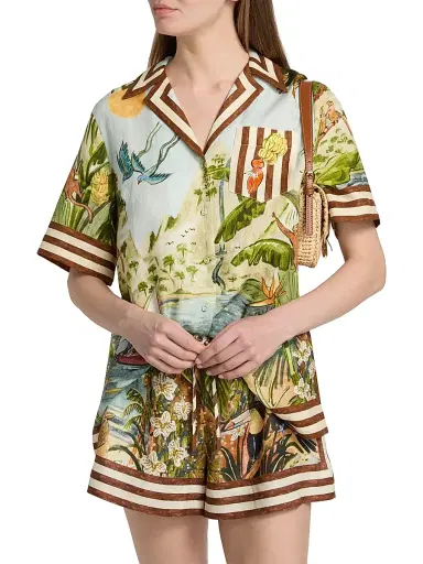 ALÉMAIS Women's Toucan Tango Linen Short-Sleeve Shirt | Thumbnail 3 ALÉMAIS Women's Toucan Tango Linen Short-Sleeve Shirt | Thumbnail 3
